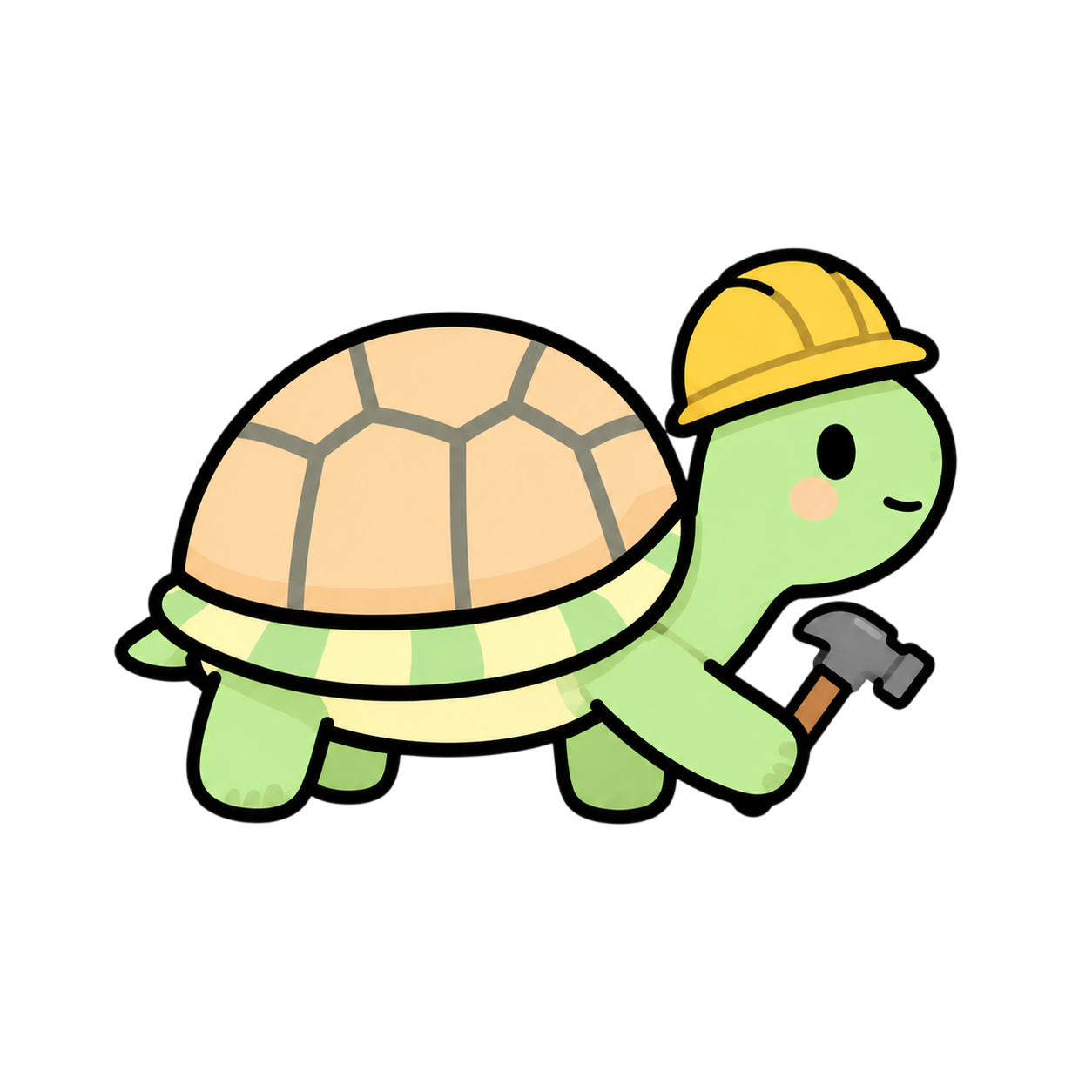Jeema tortoise holding a hammer
