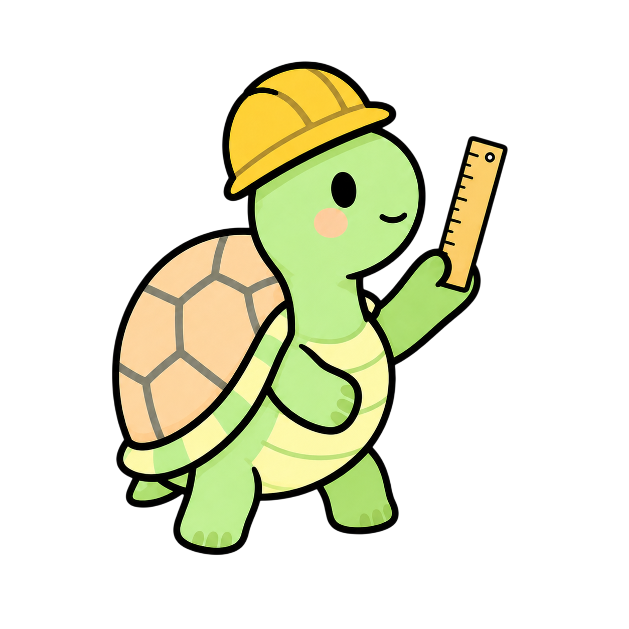 Jeema tortoise holding a ruler